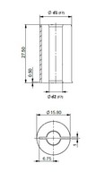 15mm-->10mm tengelycsökkentő, 58mm perem, sárgaréz