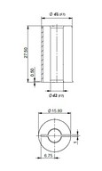 15mm-->11mm tengelycsökkentő, 58mm perem, sárgaréz