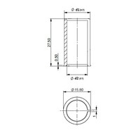 15mm-->14mm tengelycsökkentő, 58mm perem, rozsdamentes acél