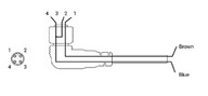 2 vezetékes kábel, DC áram (IEC), M12 anya "L" csatlk. / csupasz érpár,  5 méter