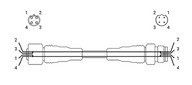 Kábel - M12 Csatalakozóval 4tus apa / apa, 4 vezetékes, 2m
