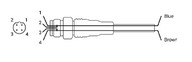 Kábel - M12 csatlakozó 4 tus apa, 2 vezetékes, AC2, 5m kábel, PVC