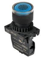 Lámpa - Kék körlalakú D22mm, 12-24VDC / AC, max.fogy. 20mA, IP52