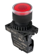 Lámpa - Piros körlalakú D22mm, 110-220VAC / AC, max.fogy. 20mA, IP52