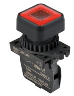 Lámpa - Piros négyzetes D22mm, 12-24VDC / AC, max.fogy. 20mA, IP52