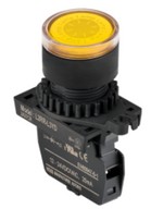 Lámpa - Sárga körlalakú D22mm, 110-220VAC / AC, max.fogy. 20mA, IP52