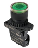 Lámpa - Zöld körlalakú D22mm, 110-220VAC / AC, max.fogy. 20mA, IP52