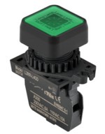 Lámpa - Zöld négyzetes D22mm, 12-24VDC / AC, max.fogy. 20mA, IP52