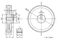 Mérőkerék - 200mm-es - Alumínium, gyémánt mintás felület, 10mm-es tengelyre