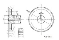 Mérőkerék - 200mm-es - PUR sima felület, Alumínium kerék, 10mm-es tengelyre