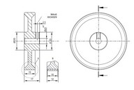 Mérőkerék - 304,8 mm-es - Alumínium, PUR sima felület, 10mm-es tengelyre