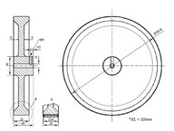 Mérőkerék - 500 mm-es - PUR hullámos felület - alumínium kerék, 10mm-es tengely