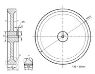 Mérőkerék - 500 mm-es - PUR sima felület - alumínium kerék, 10mm-es tengely