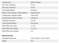 Mmax 2,3 Nm, d1=10mm / d2=10mm, n.max.12.000 1/min., max.+/- 2° szögeltérés