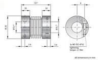 Mmax 2,3Nm, d1=8mm / d2=10mm n.max 12.000 1/min., max +/- 2°szögeltérés