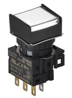 Nyomógomb - 1 NO/NC,kontakt,bennragadó,fehér LED,5VDC,Max 250VAC-/3A,IP65 (IEC)