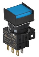 Nyomógomb - 1 NO/NC,kontakt,bennragadó,kék LED,5VDC,Max 250VAC-/3A,IP65 (IEC)