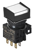 Nyomógomb - 1 NO/NC,kontakt,visszatéro,fehér LED,5VDC,Max 250VAC-/3A,IP65 (IEC)