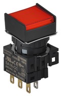 Nyomógomb - 1 NO/NC,kontakt,visszatéro,piros LED,5VDC,Max 250VAC-/3A,IP65 (IEC)