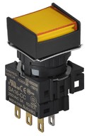 Nyomógomb - 1 NO/NC,kontakt,visszatéro,sárga LED,5VDC,Max 250VAC-/3A,IP65 (IEC)