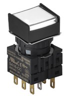 Nyomógomb - 2 NO/NC,kontakt,bennragadó,fehér LED,5VDC,Max 250VAC-/3A,IP65 (IEC)