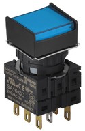 Nyomógomb - 2 NO/NC,kontakt,bennragadó,kék LED,5VDC,Max 250VAC-/3A,IP65 (IEC)
