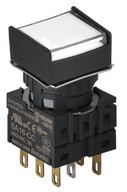 Nyomógomb - 2 NO/NC,kontakt,visszatéro,fehér LED,5VDC,Max 250VAC-/3A,IP65 (IEC)