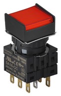 Nyomógomb - 2 NO/NC,kontakt,visszatéro,piros LED,5VDC,Max 250VAC-/3A,IP65 (IEC)
