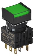 Nyomógomb - 2 NO/NC,kontakt,visszatéro,zöld LED,5VDC,Max 250VAC-/3A,IP65 (IEC)