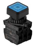 Nyomógomb - 2x NO kontakt, kék LED 24V AC/DC 20mA, IP65, max.250VAC / 6A