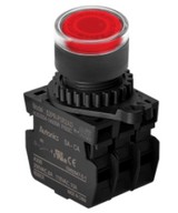 Nyomógomb - 2x NO kontakt, Piros LED 24V AC/DC 20mA, IP65, max.250VAC / 6A