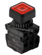 Nyomógomb - 2x NO kontakt, Piros LED 24V AC/DC 20mA, IP65, max.250VAC / 6A