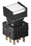 Nyomógomb - 3 NO/NC,kontakt,bennragadó,fehér LED,Max 250VAC-/3A,IP65 (IEC 