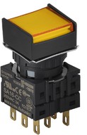 Nyomógomb - 3 NO/NC,kontakt,bennragadó,sárga LED,Max 250VAC-/3A,IP65 (IEC)