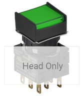 Nyomógomb - bennragadó, zöld LED, IP65 (IEC standard)