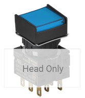 Nyomógomb - visszatéro gomb, kék LED, IP65, IEC standard