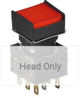 Nyomógomb - visszatéro, piros LED, IP65 (IEC standard)