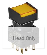 Nyomógomb - visszatéro, sárga LED, IP65 (IEC standard)