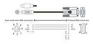 PLC kábel - 8 tűs mini (kör alakú) - DIN anya, 3m - PLC-PC